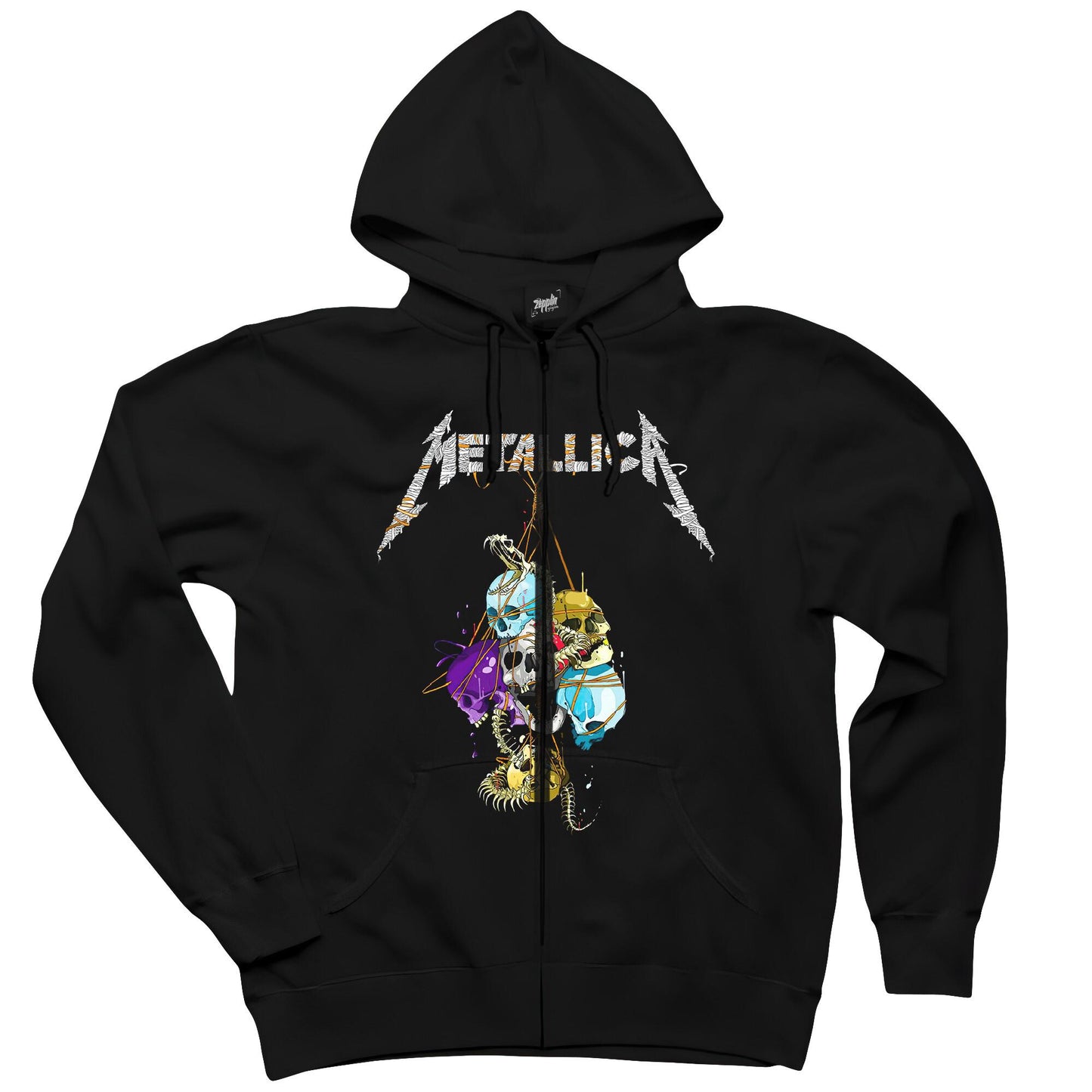 Metallica Skull Siyah Fermuarlı Kapşonlu Sweatshirt
