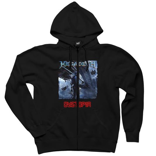 Megadeth Dystopia Siyah Fermuarlı Kapşonlu Sweatshirt