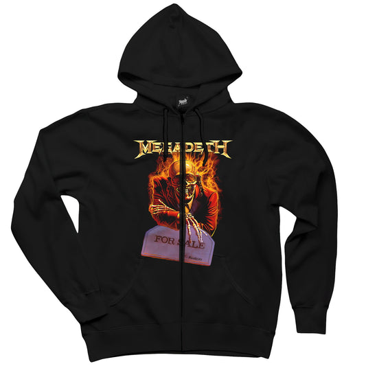 Megadeth For Sale Siyah Fermuarlı Kapşonlu Sweatshirt