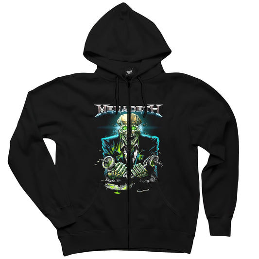 Megadeth Skull Riot Siyah Fermuarlı Kapşonlu Sweatshirt