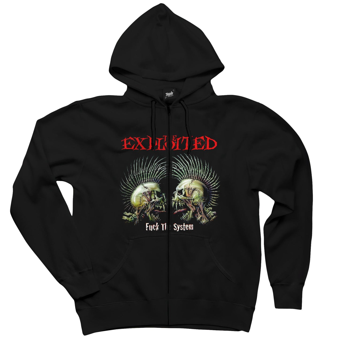 The Exploited Siyah Fermuarlı Kapşonlu Sweatshirt