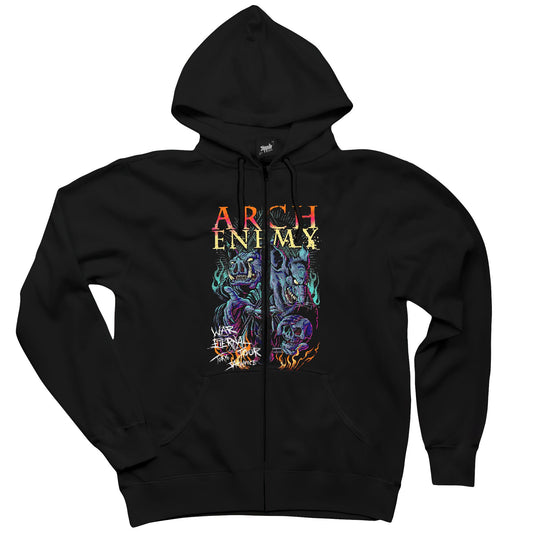 Arch Enemy War Eternal Your Tokyo Sacrifice Siyah Fermuarlı Kapşonlu Sweatshirt