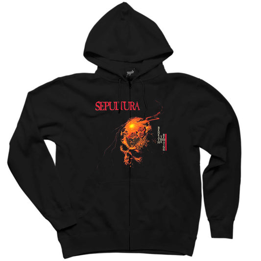 Sepultura Beneath the Remains Siyah Fermuarlı Kapşonlu Sweatshirt