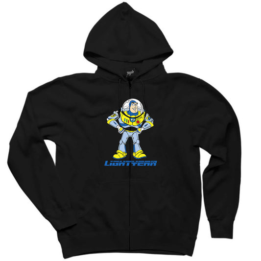 Buzz Lightyear Siyah Fermuarlı Kapşonlu Sweatshirt