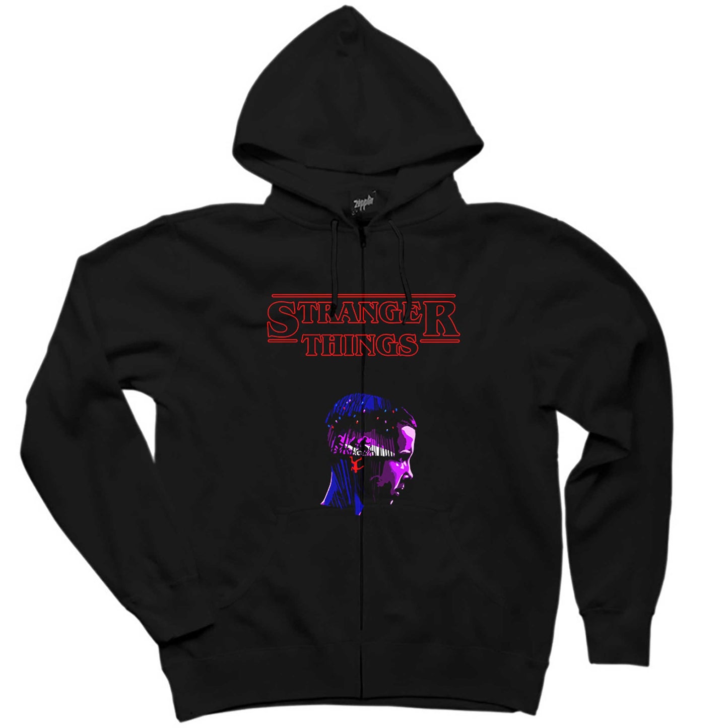 Stranger Things Dream Siyah Fermuarlı Kapşonlu Sweatshirt