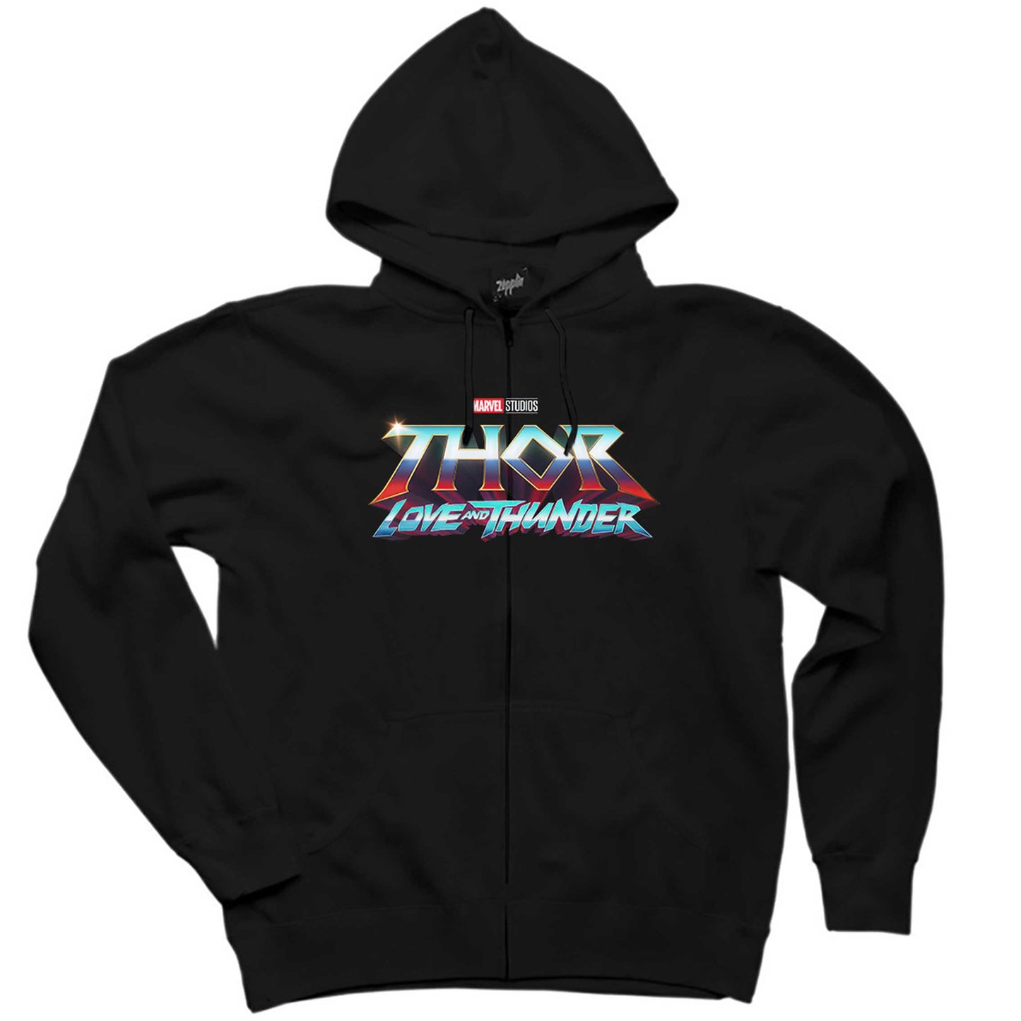 Thor Love And Thunder Logo Blue Siyah Fermuarlı Kapşonlu Sweatshirt