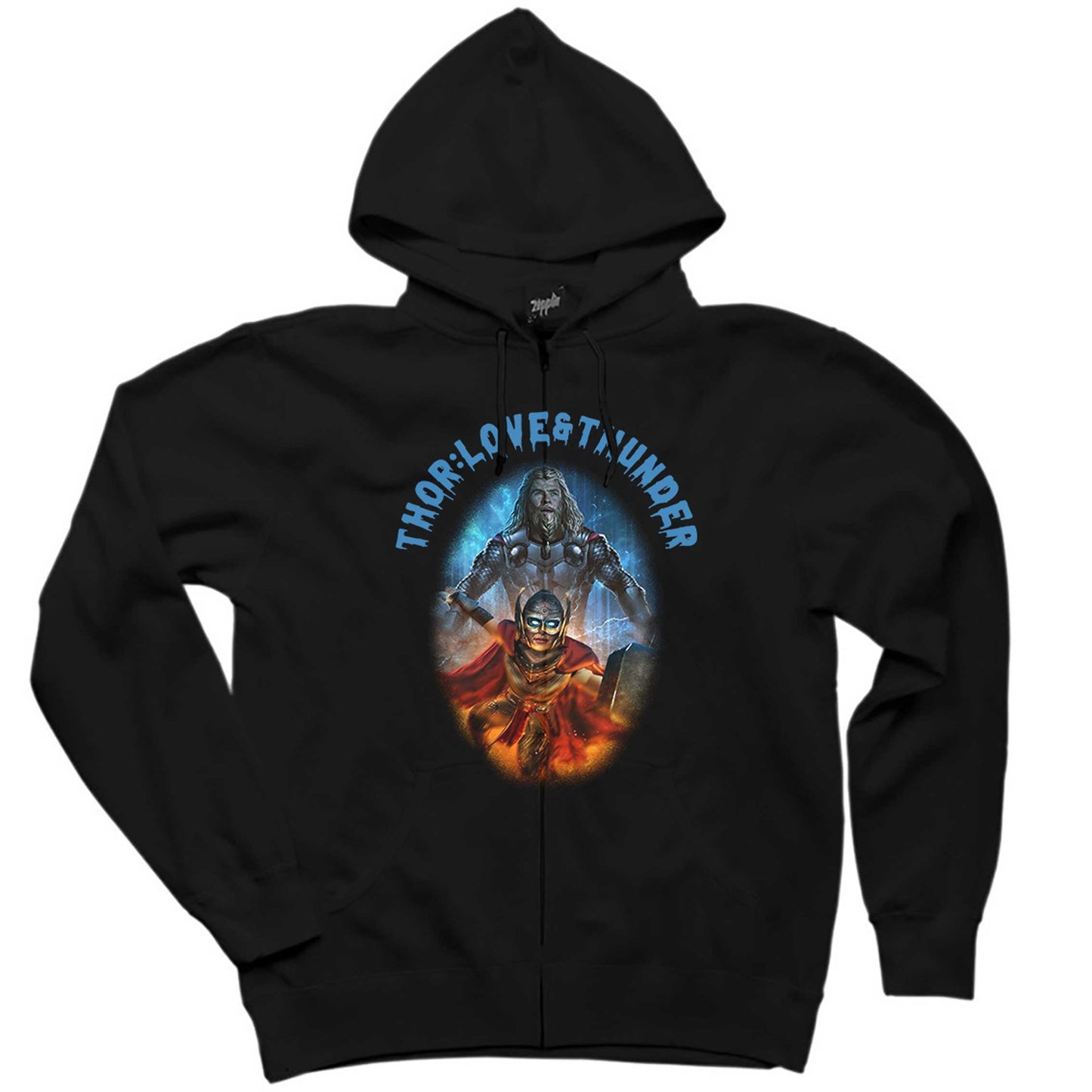 Thor Love And Thunder Jane Foster Banner Siyah Fermuarlı Kapşonlu Sweatshirt