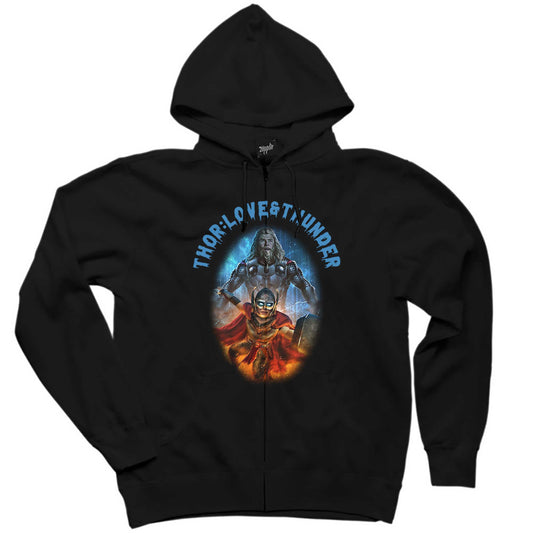 Thor Love And Thunder Jane Foster Banner Siyah Fermuarlı Kapşonlu Sweatshirt
