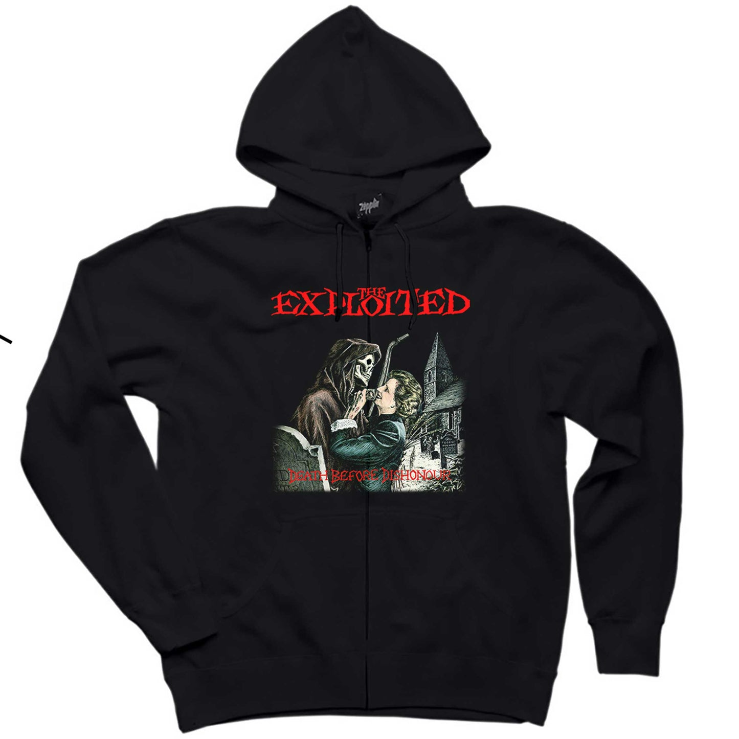 The Exploited Death Before Dishonour Siyah Fermuarlı Kapşonlu Sweatshirt