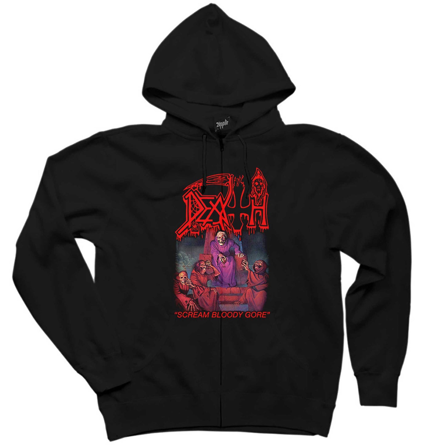 Death Scream Bloody Gore Siyah Fermuarlı Kapşonlu Sweatshirt