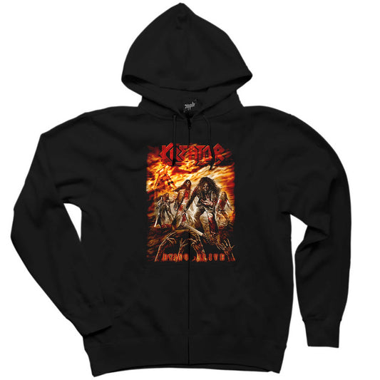 Kreator Dying Alive Siyah Fermuarlı Kapşonlu Sweatshirt