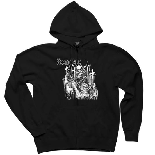 Pestilence The Dysentery Penance Siyah Fermuarlı Kapşonlu Sweatshirt