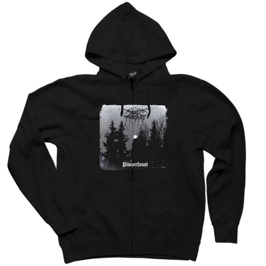 Darkthrone Panzerfaust Siyah Fermuarlı Kapşonlu Sweatshirt