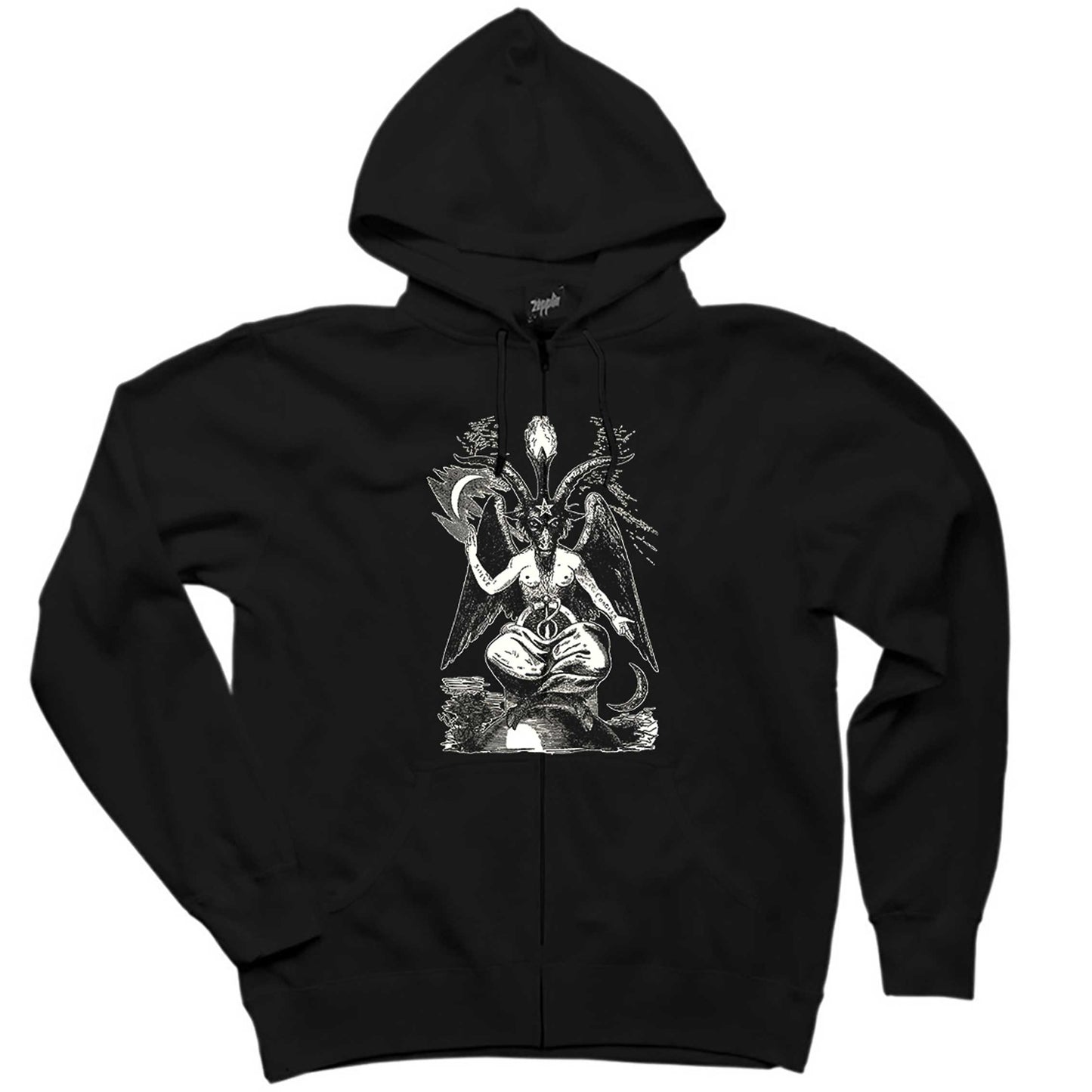 Baphomet Cliphas Levi Del Siyah Fermuarlı Kapşonlu Sweatshirt