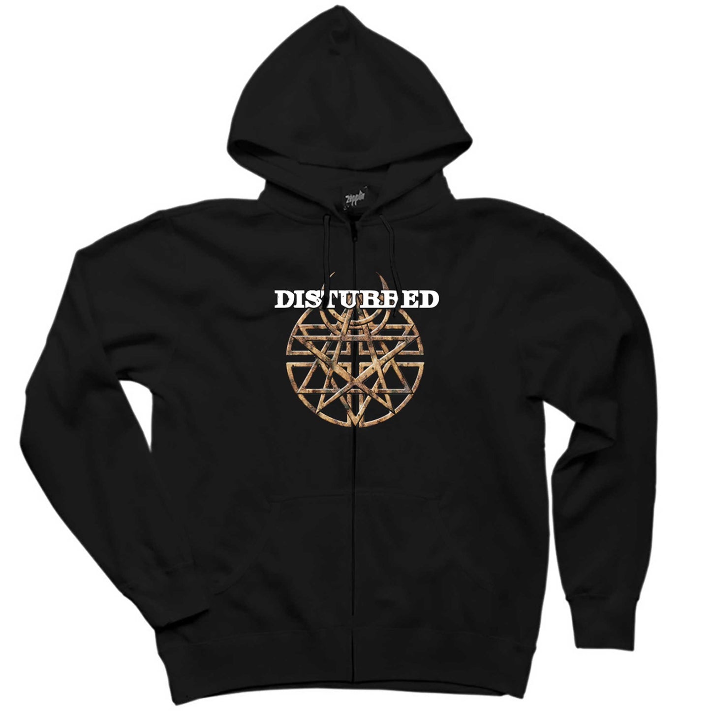 Disturbed Logo 2 Siyah Fermuarlı Kapşonlu Sweatshirt