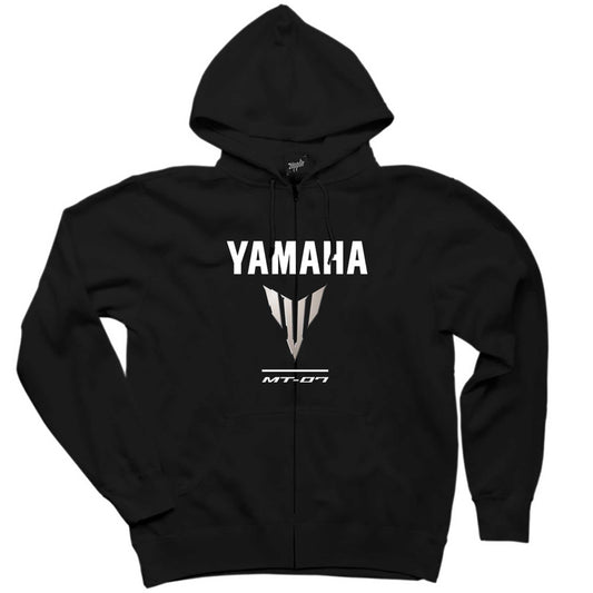 İndirimli Yamaha MT07 Logo Siyah Fermuarlı Kapşonlu Sweatshirt