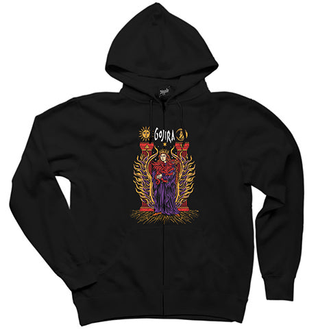 Gojira İllustrator Siyah Fermuarlı Kapşonlu Sweatshirt