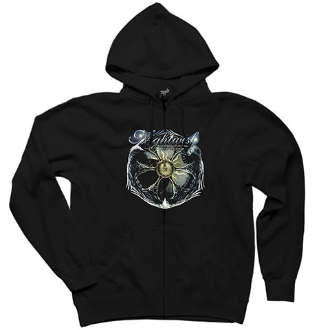 Nightwish The Crow The Owl Siyah Fermuarlı Kapşonlu Sweatshirt