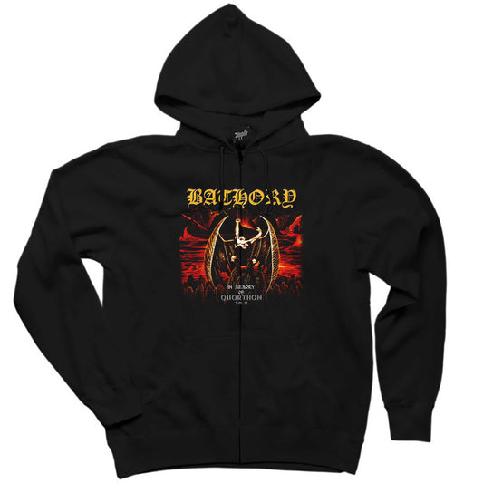 Bathory In Memory of Quorthon Siyah Fermuarlı Kapşonlu Sweatshirt