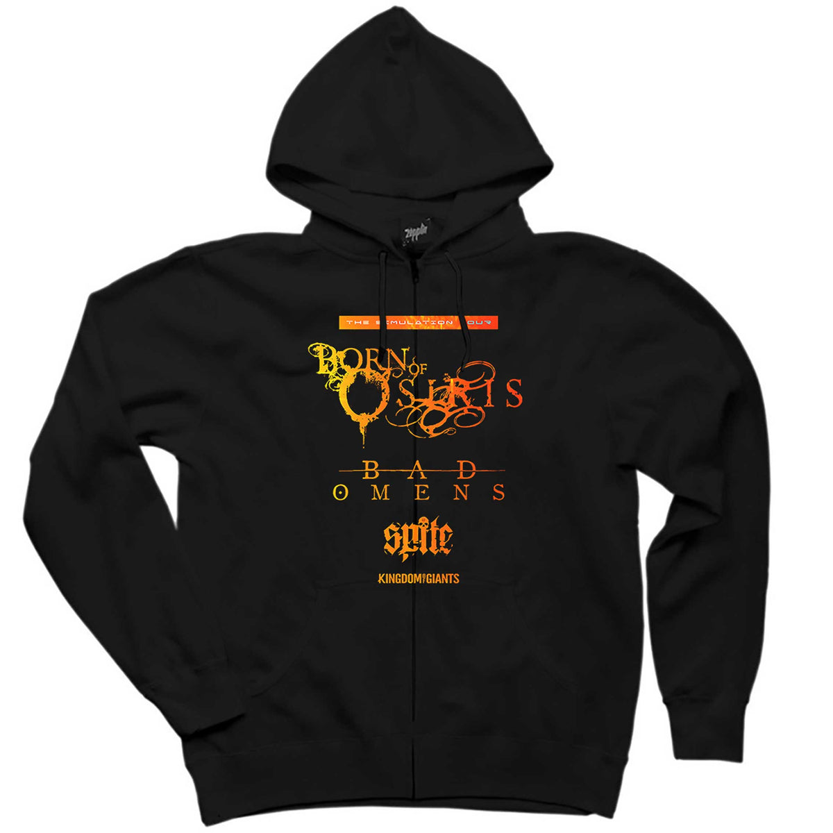Born Of Osiris Simulation American Tour Siyah Fermuarlı Kapşonlu Sweatshirt