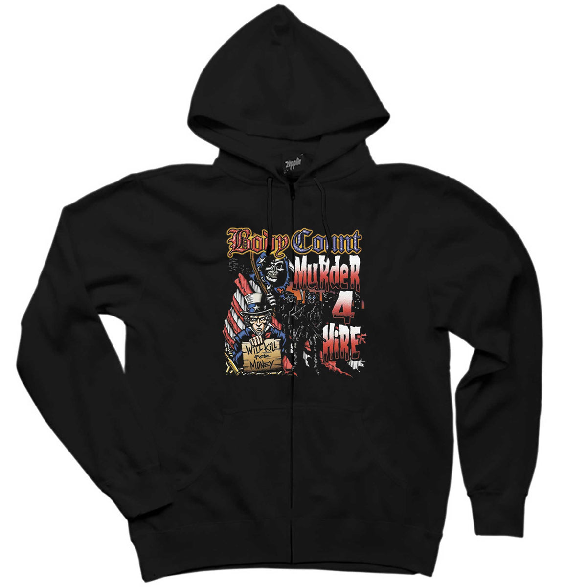 Body Count Murder 4 Hire Siyah Fermuarlı Kapşonlu Sweatshirt