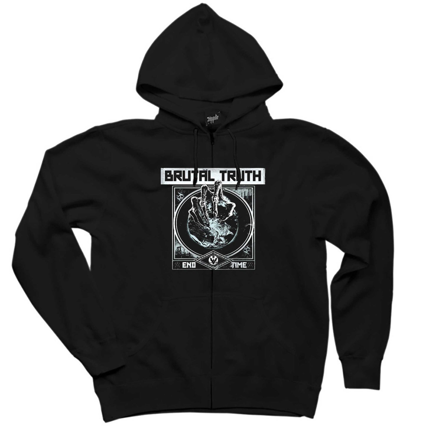 Brutal Truth end Time Siyah Fermuarlı Kapşonlu Sweatshirt