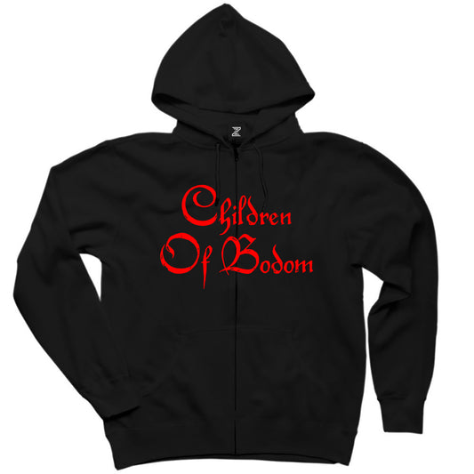 Children Of Bodom Yazı Siyah Fermuarlı Kapşonlu Sweatshirt