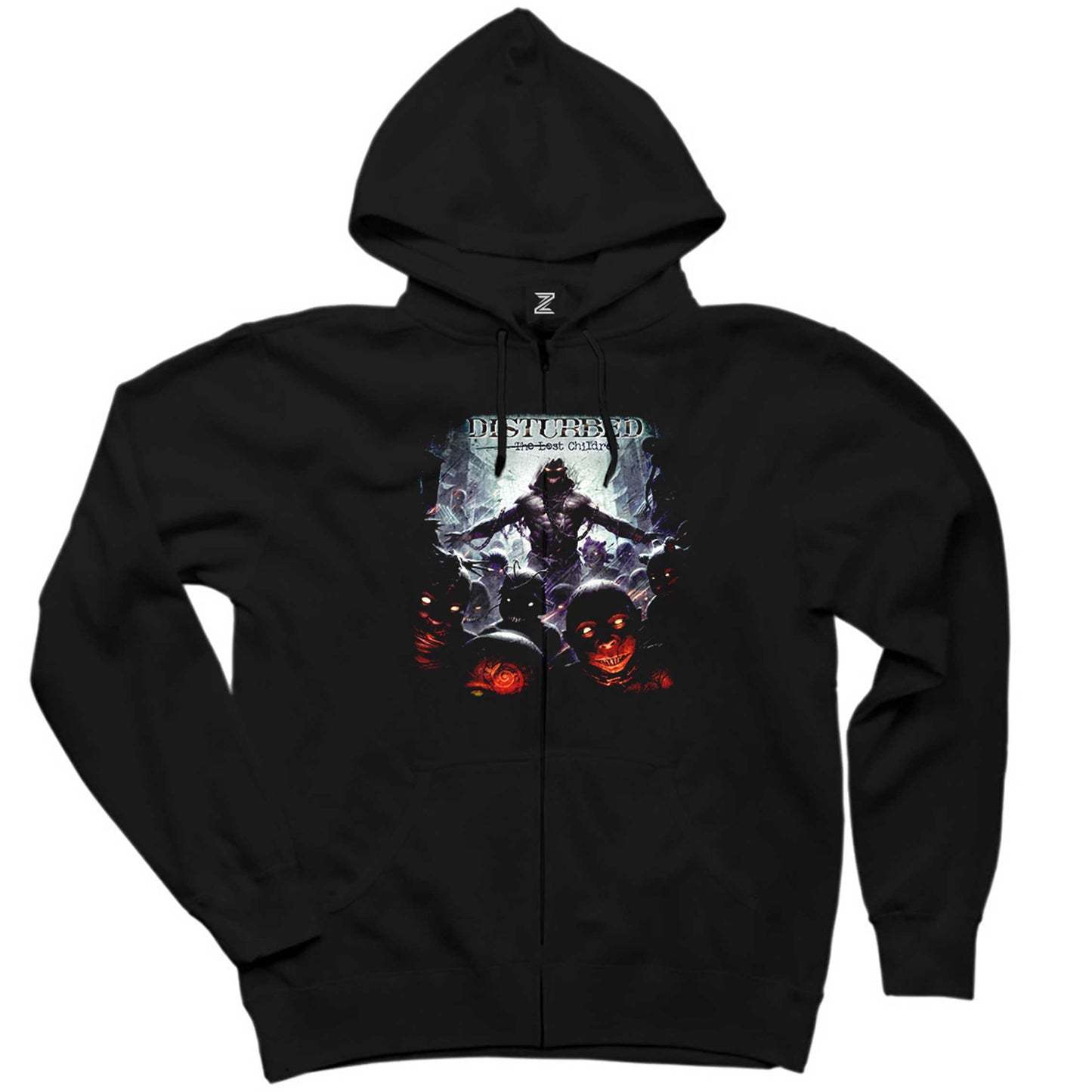 Disturbed the Lost Children Siyah Fermuarlı Kapşonlu Sweatshirt