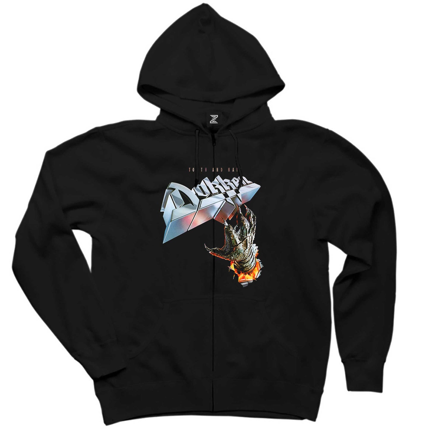 Dokken Tooth And Nail Siyah Fermuarlı Kapşonlu Sweatshirt