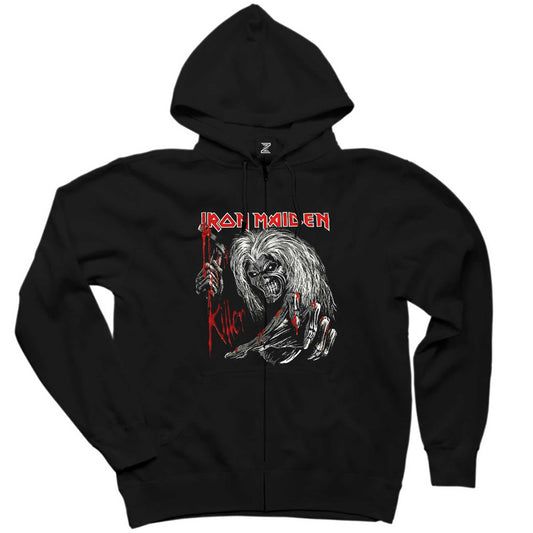 Iron Maiden Scary Zombie Siyah Fermuarlı Kapşonlu Sweatshirt