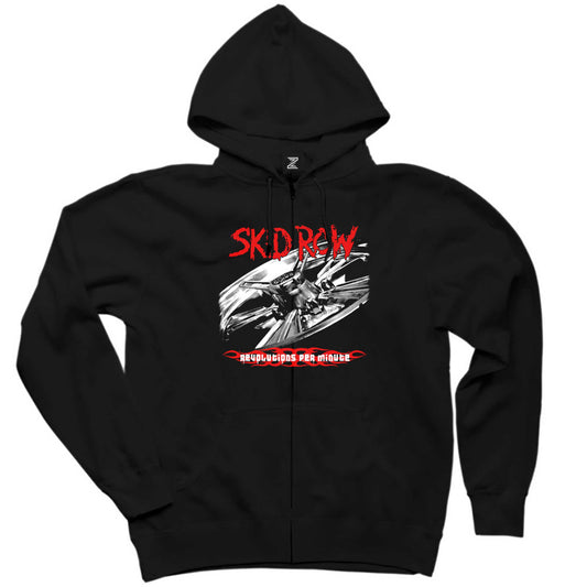 Skid Row Revolutions Per Minute Siyah Fermuarlı Kapşonlu Sweatshirt