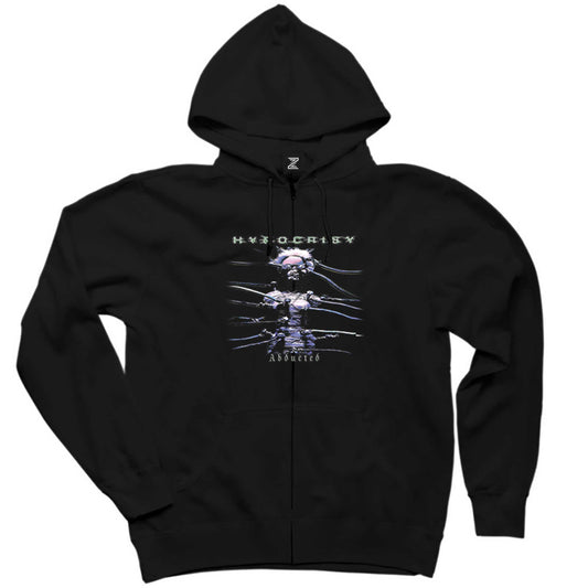 Hypocrisy Abducted Siyah Fermuarlı Kapşonlu Sweatshirt