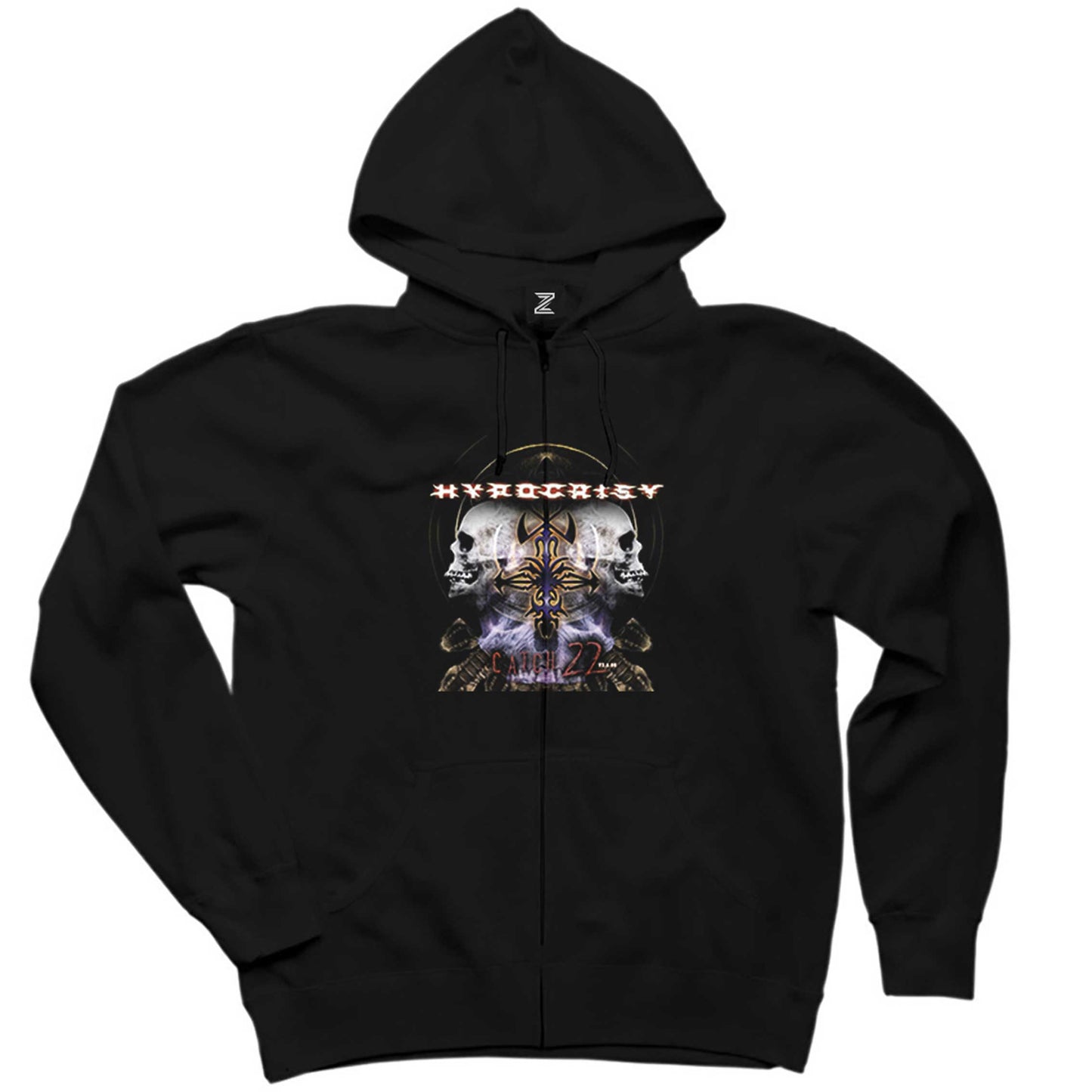 Hypocrisy Catch 22 Siyah Fermuarlı Kapşonlu Sweatshirt