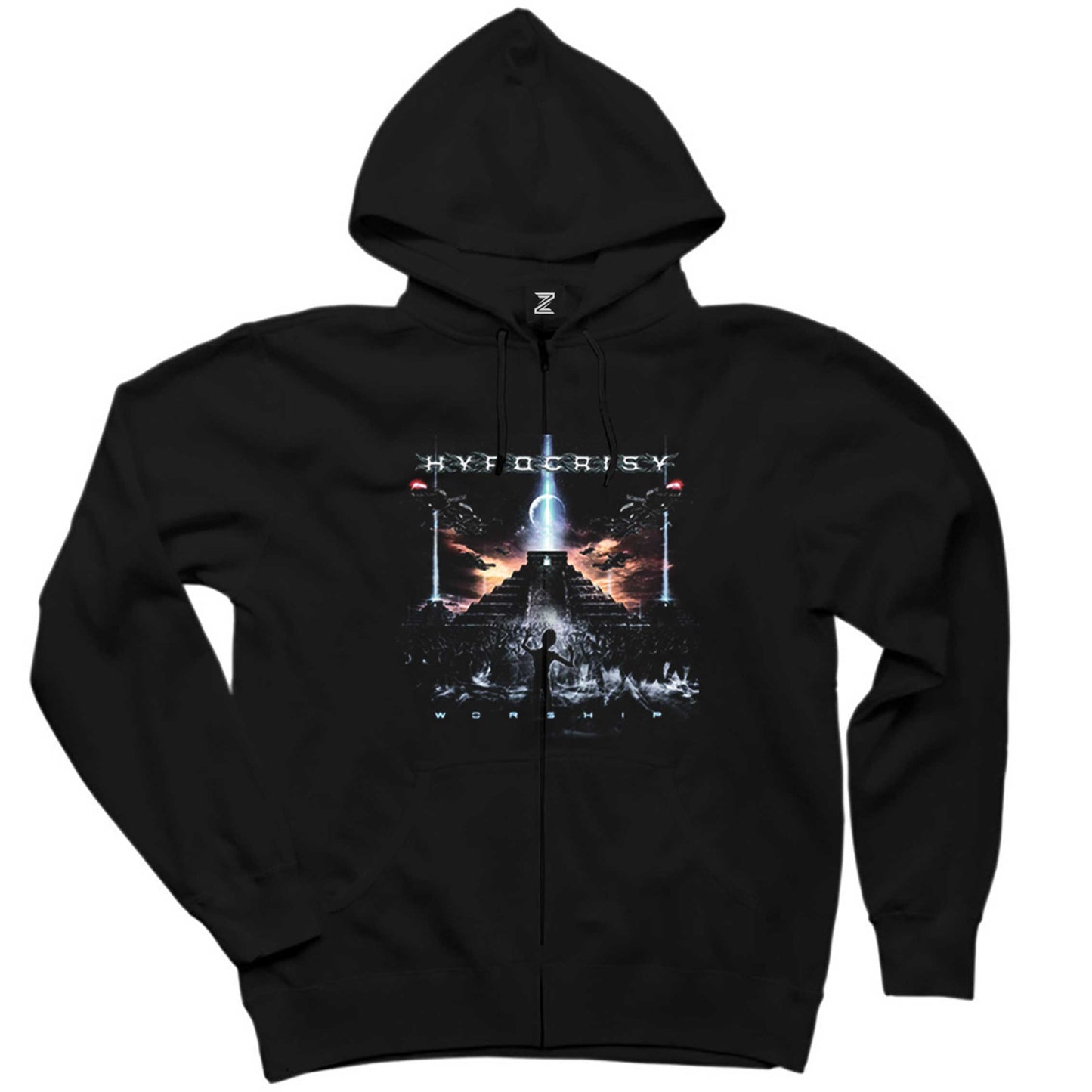 Hypocrisy Worship Siyah Fermuarlı Kapşonlu Sweatshirt