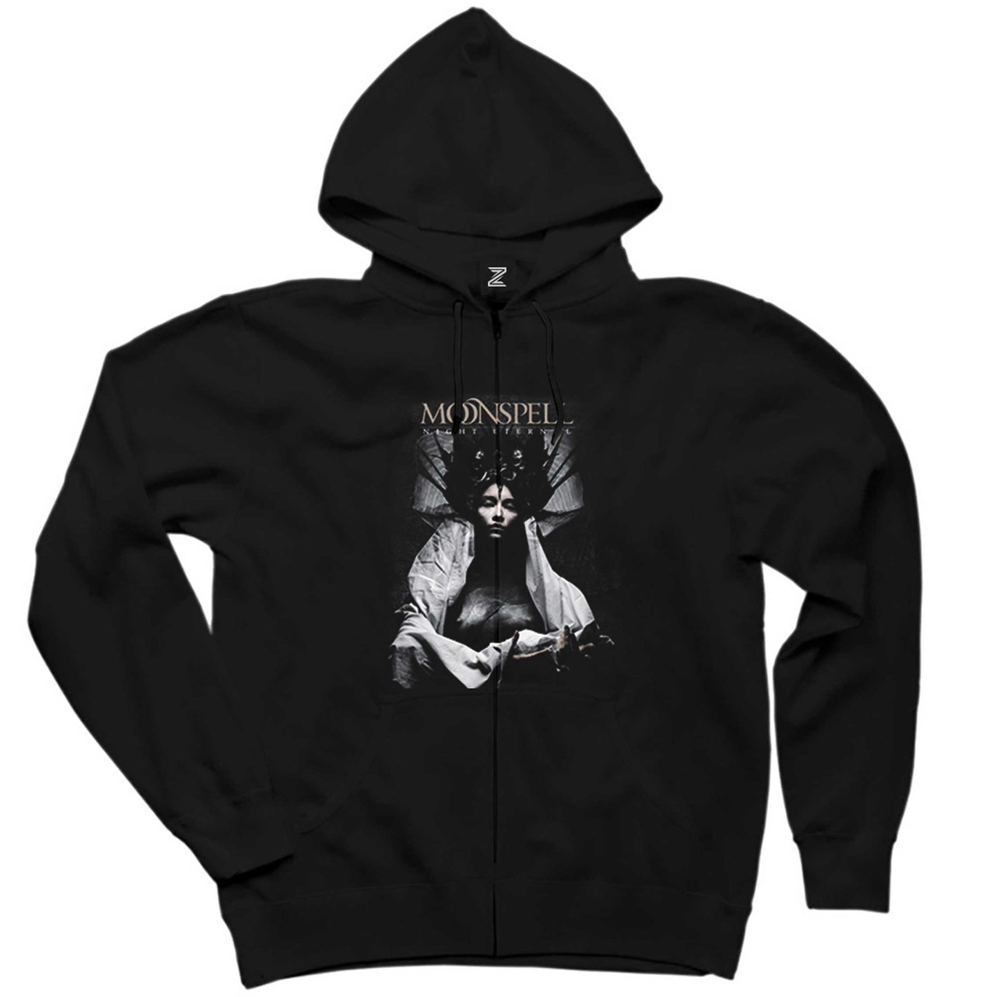 Moonspell Night Eternal Siyah Fermuarlı Kapşonlu Sweatshirt
