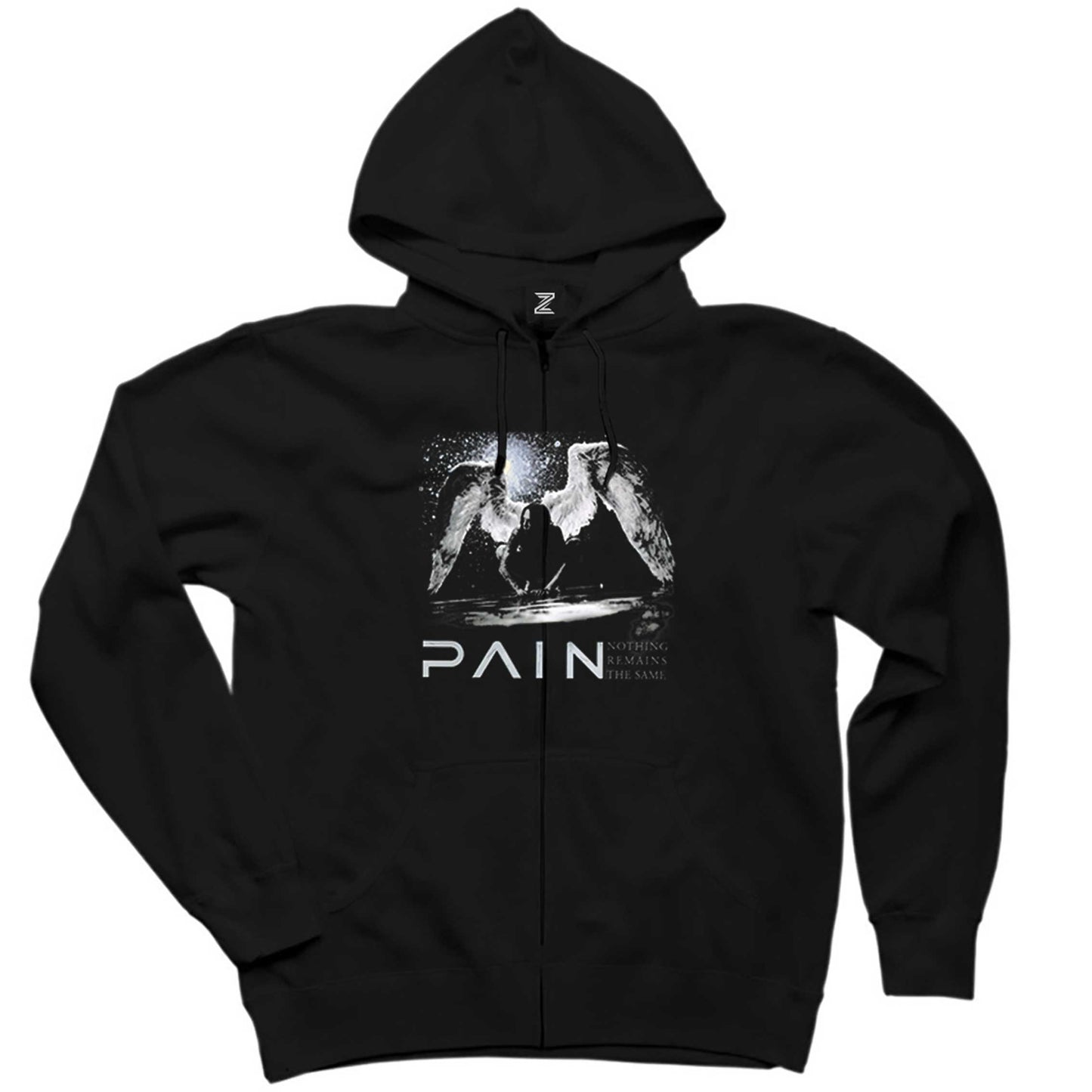 Pain Nothing Remains the Same Siyah Fermuarlı Kapşonlu Sweatshirt