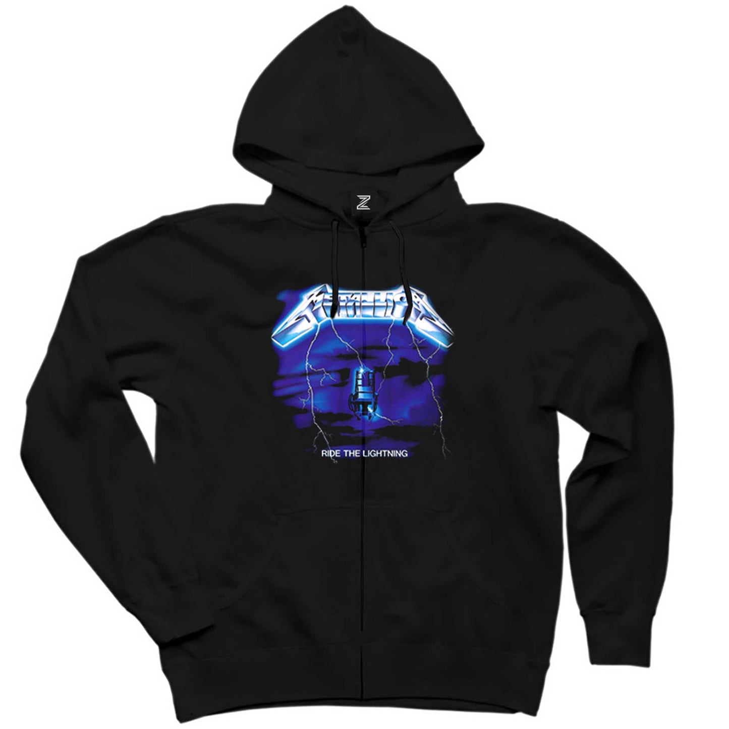 Metallica Ride The Lightning Siyah Fermuarlı Kapşonlu Sweatshirt