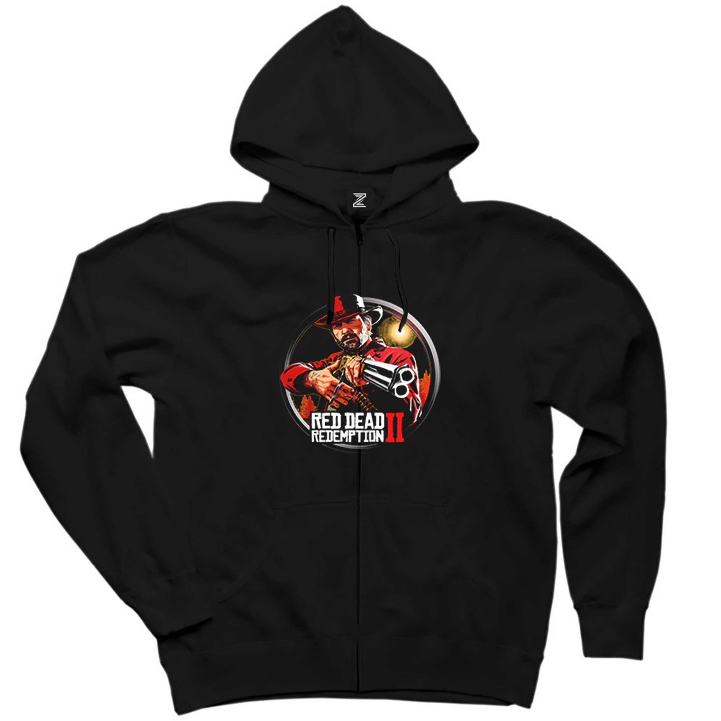 Red Dead Redemption 2 Classic Siyah Fermuarlı Kapşonlu Sweatshirt