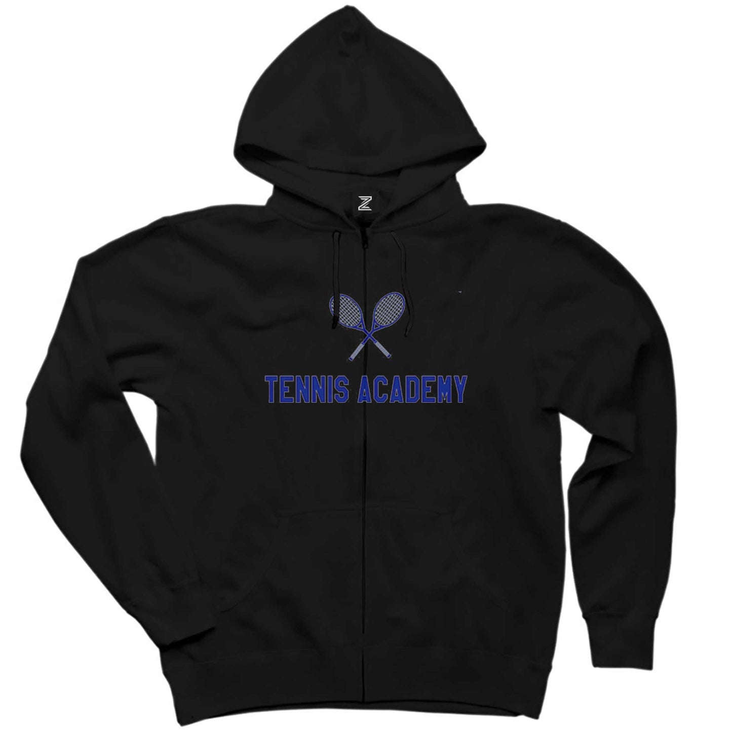 Tennis Academy Siyah Fermuarlı Kapşonlu Sweatshirt