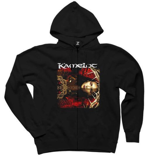 Kamelot The Black Halo Siyah Fermuarlı Kapşonlu Sweatshirt