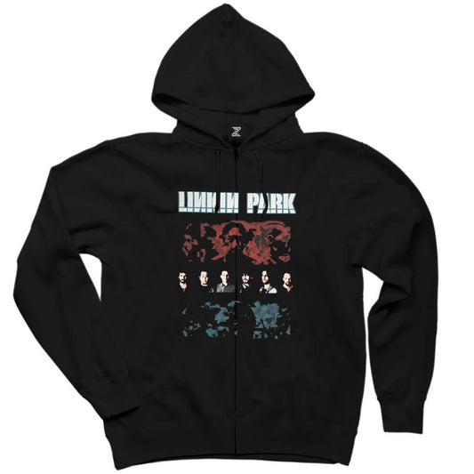 Linkin Park Pixel Siyah Fermuarlı Kapşonlu Sweatshirt