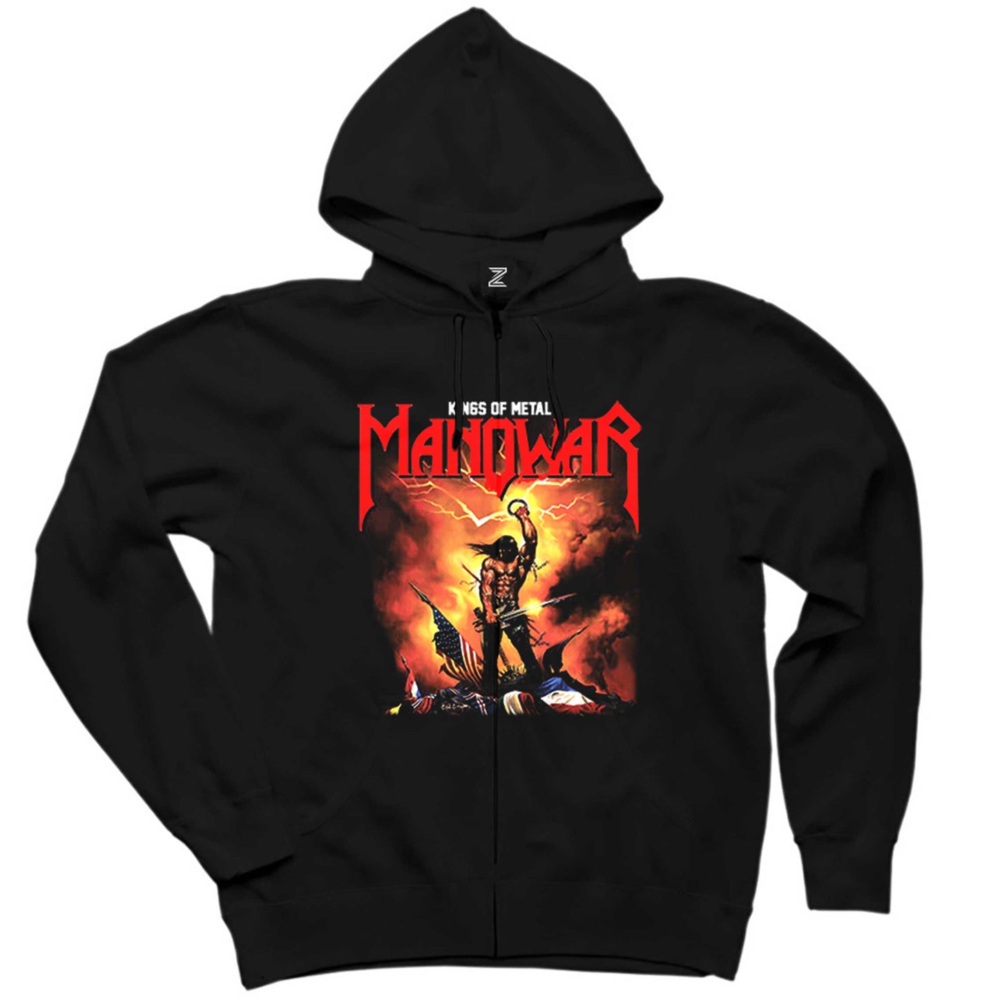 Manowar Kings of Metal Siyah Fermuarlı Kapşonlu Sweatshirt