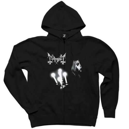 Mayhem Live in Leipzig Siyah Fermuarlı Kapşonlu Sweatshirt