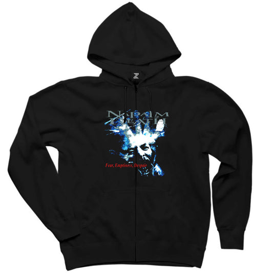 Napalm Death Fear Emptine Siyah Fermuarlı Kapşonlu Sweatshirt