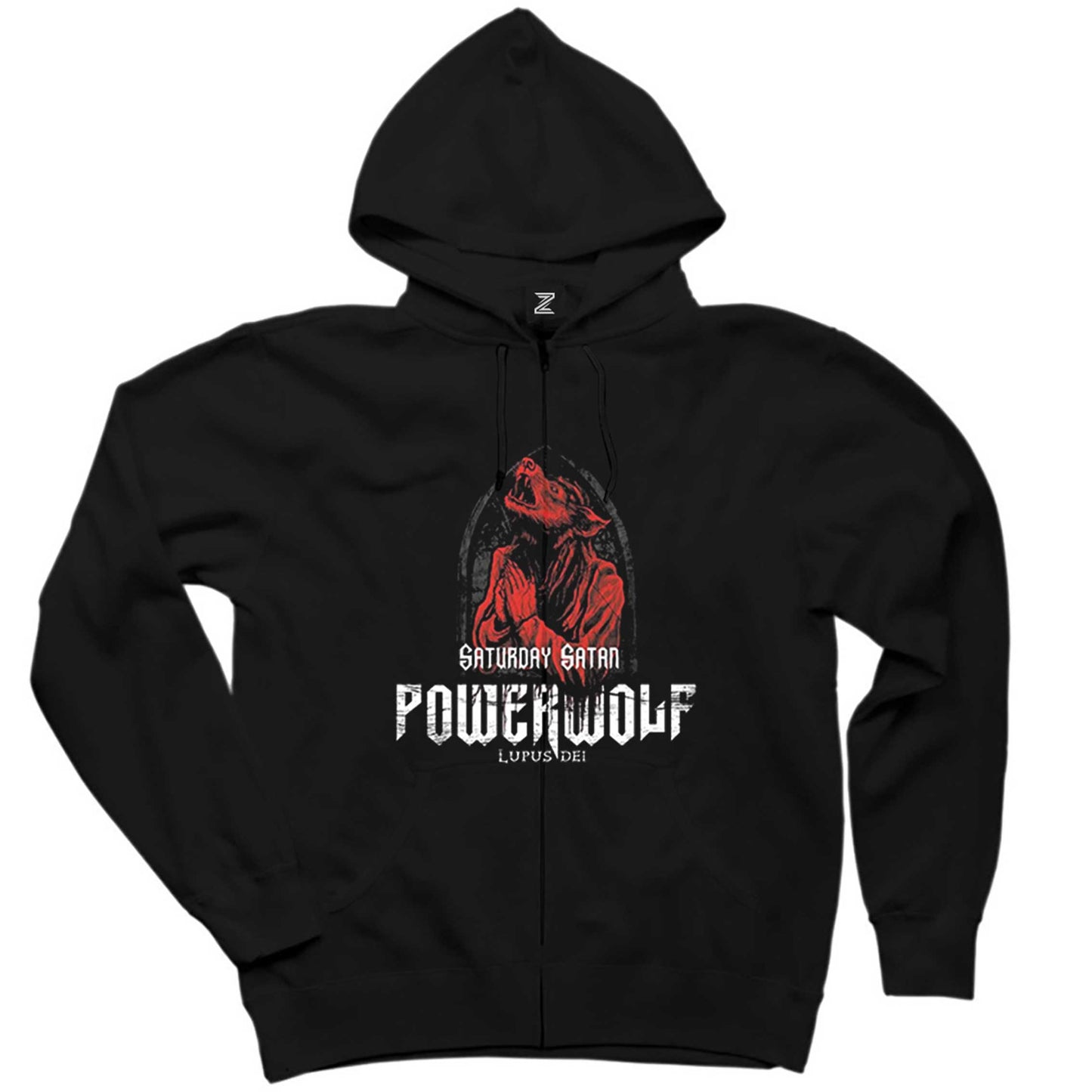 Powerwolf Lupus Dei Siyah Fermuarlı Kapşonlu Sweatshirt