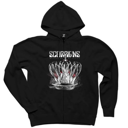 Scorpions Return To Forever Siyah Fermuarlı Kapşonlu Sweatshirt