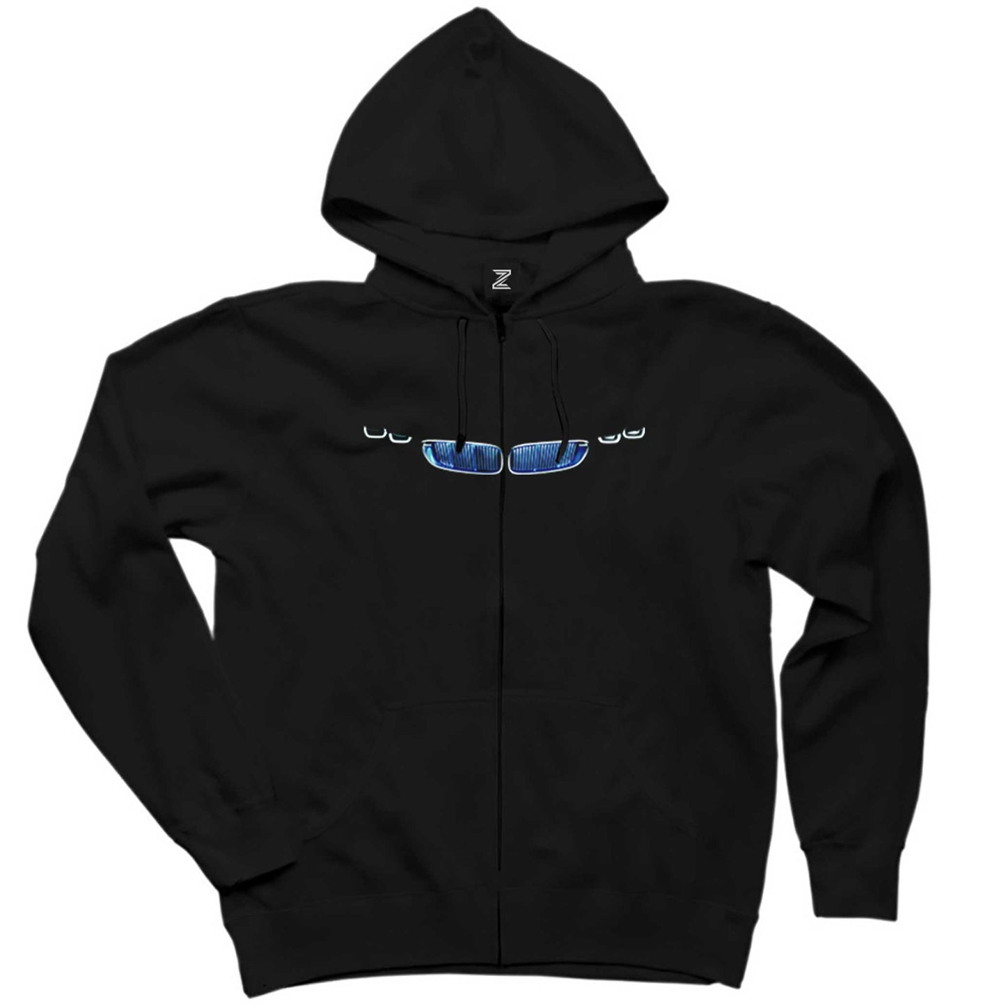 BMW i8 Blue Siyah Fermuarlı Kapşonlu Sweatshirt