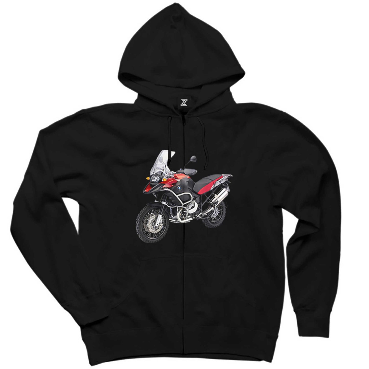 BMW R 1200 GS Macera K51 Siyah Fermuarlı Kapşonlu Sweatshirt