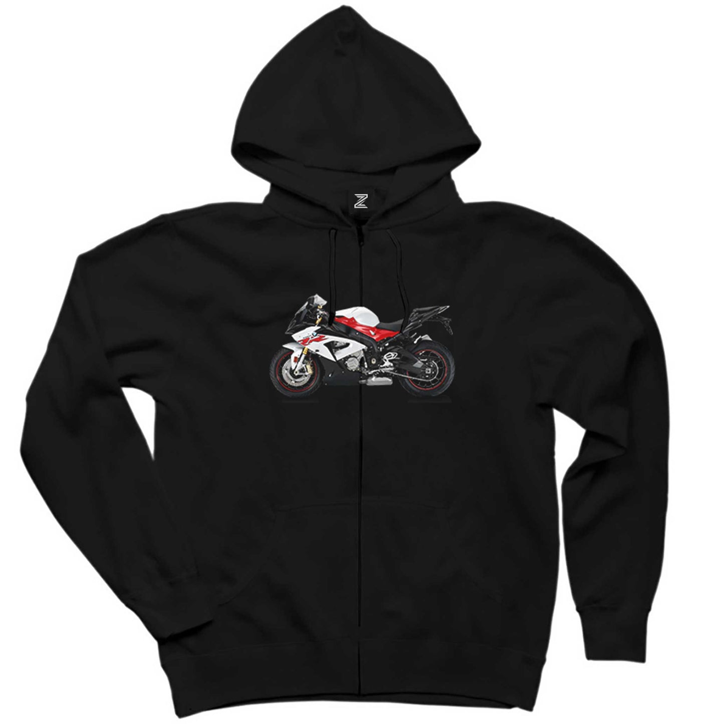 BMW S1000RR Red Siyah Fermuarlı Kapşonlu Sweatshirt