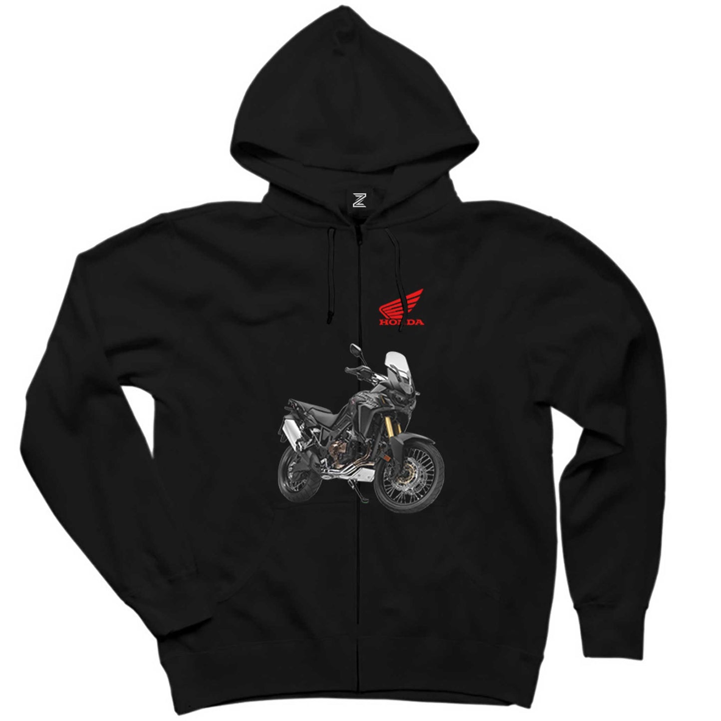 Honda Africa Twin EICMA Siyah Fermuarlı Kapşonlu Sweatshirt
